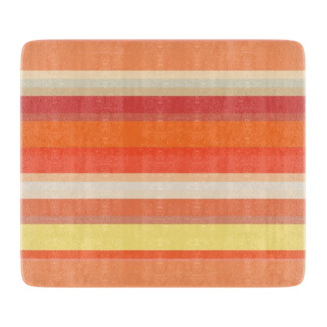 Tabla De Cortar Rayas rojas de naranja suave (Anverso)