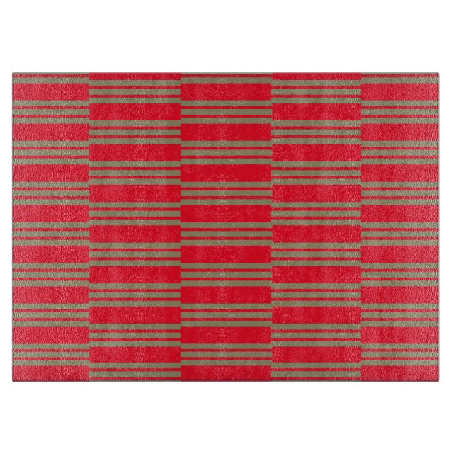 Tabla De Cortar Rayas rojas y verdes elegantes (Anverso)