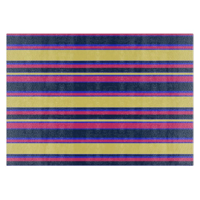 Tabla De Cortar Rayas rosas, amarillas y azules (Anverso)