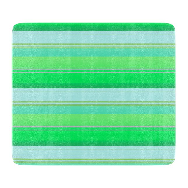 Tabla De Cortar Rayas verdes aqua adorables (Anverso)