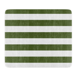Tabla De Cortar Rayas Verdes Musgo Oscuro y Blanco