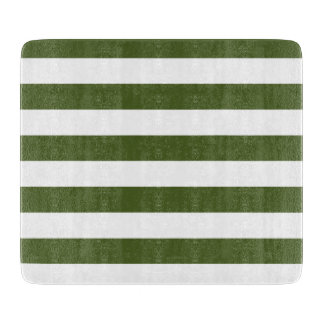 Tabla De Cortar Rayas Verdes Musgo Oscuro y Blanco