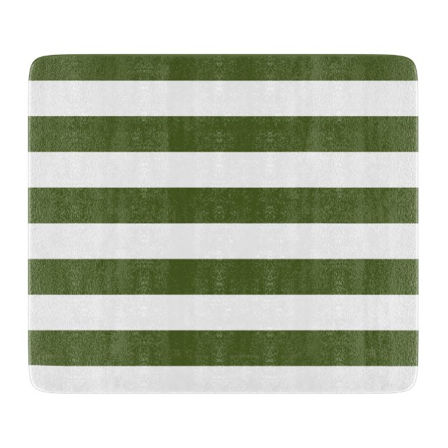 Tabla De Cortar Rayas Verdes Musgo Oscuro y Blanco (Anverso)