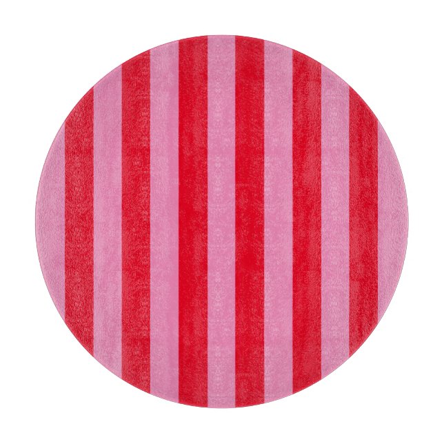 Tabla De Cortar Rayas verticales rosadas y rojas (Anverso)