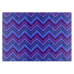 Tabla De Cortar Rayas zigzag azules y violetas