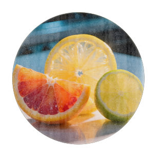 Tabla De Cortar Rebanadas de cítricos vibrantes Pomelo Limón Lima