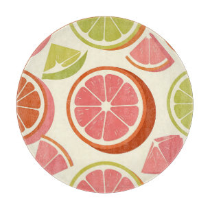 Tabla De Cortar Rebanadas de Toronja Naranja Lima Cítricos Vibrant