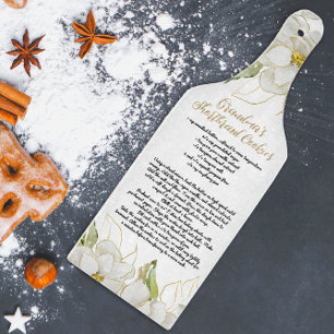 Tabla De Cortar Receta de galletas de abuela floral blanca de gran