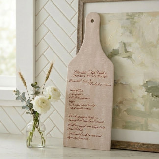 Tabla De Cortar Receta Familiar Elegant Script Marfil
