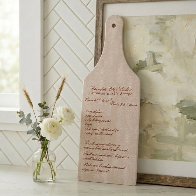 Tabla De Cortar Receta Familiar Elegant Script Marfil (Elegant Script Family Recipe Ivory Cutting Board)