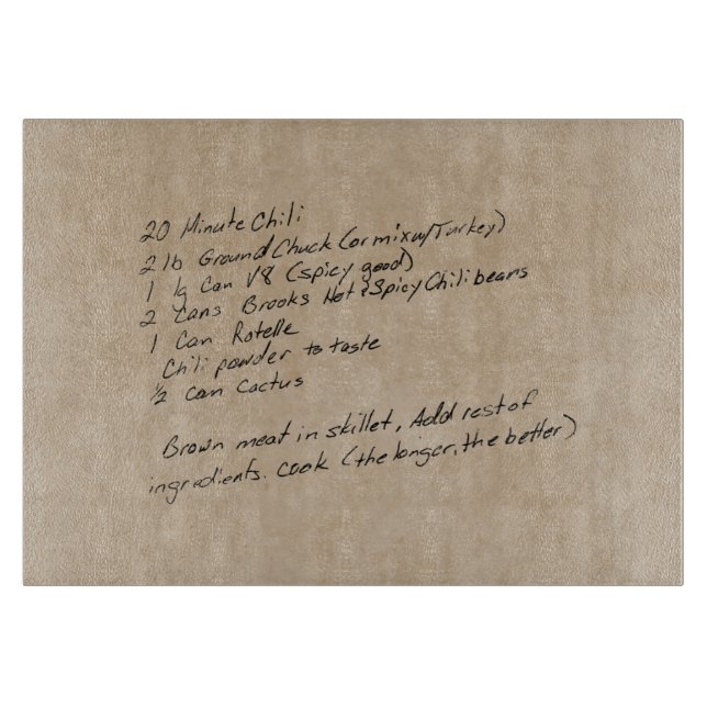 Tabla De Cortar Receta manuscrita Familia Keepsake Personalizado (Anverso)