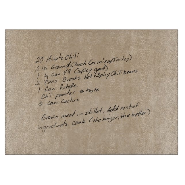 Tabla De Cortar Receta manuscrita Familia Keepsake Personalizado (Anverso)