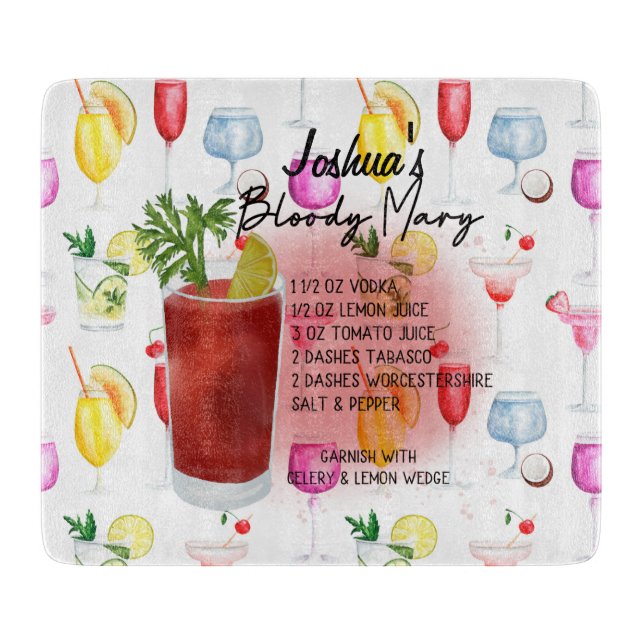 Tabla De Cortar Receta sangrienta de cóctel Mary Personalizada (Anverso)