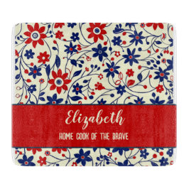 Tabla De Cortar Red Blue Folk Art Kitchenware