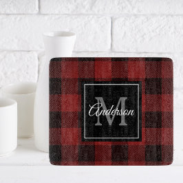 Tabla De Cortar Red Buffalo Plaid | Personal Inicial | Regalo