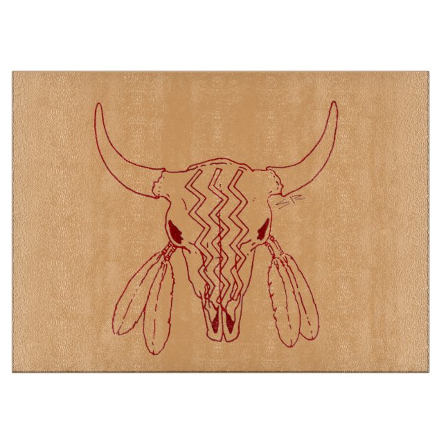 Tabla De Cortar Red Ghost Dance Buffalo línea de talón (Anverso)