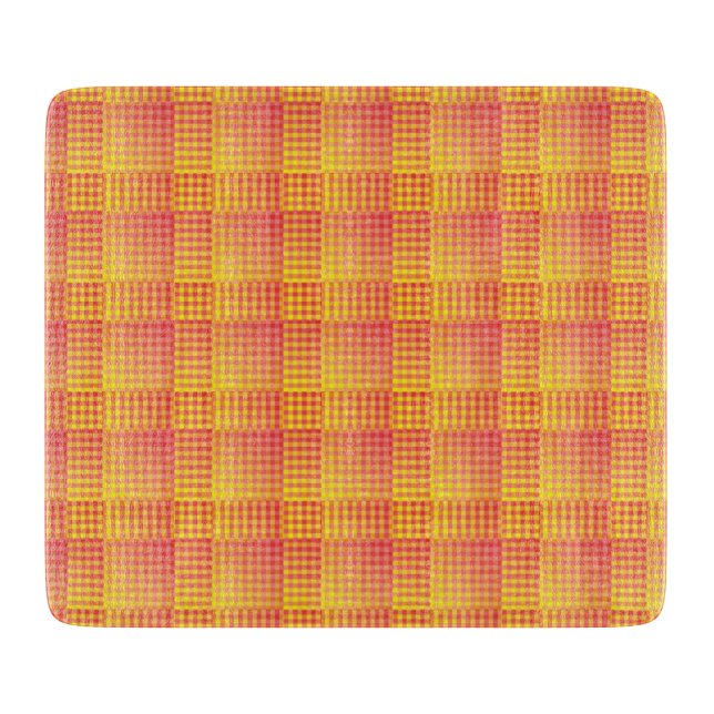 Tabla De Cortar Red Yellow Checker Abstract Pattern (Anverso)
