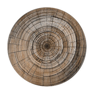 Tabla de cortar redonda de anillo de árbol rústica
