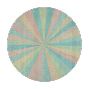 Tabla de cortar redonda Retro Pastel Starburst