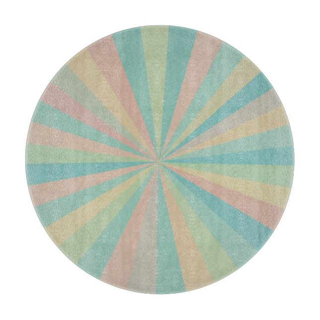 Tabla de cortar redonda Retro Pastel Starburst (Anverso)