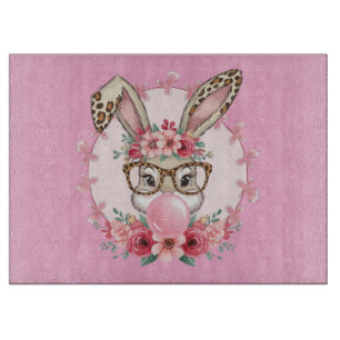 Tabla De Cortar Regalo de conejo floral lindo de Pascua 