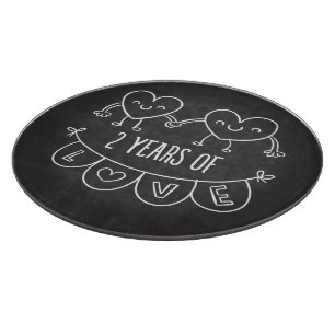 Tabla De Cortar Regalo del 2° Aniversario Por Sus Corazones De Cha