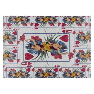 Tabla De Cortar Reina de Corazones y Flores