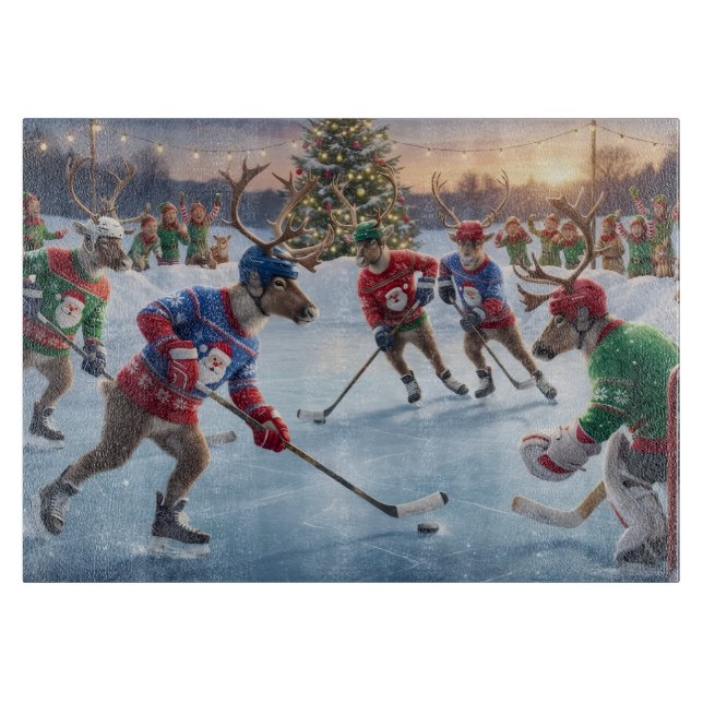 Tabla De Cortar Reindeer Hockey, Cutting Board (Anverso)