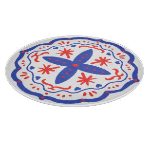 Tabla De Cortar Reloj de Flora Folclórica