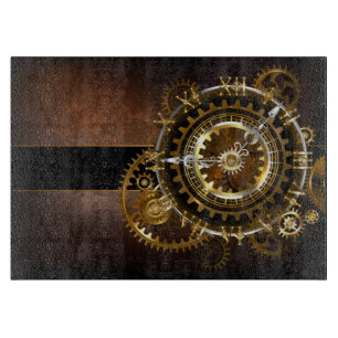 Tabla De Cortar Reloj de vapor con engranajes antiguos