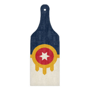 Tabla De Cortar remo de tablero de vidrio con bandera Tulsa, EE.UU