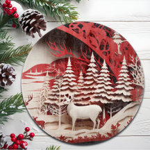 Renos 3D en bosque invernal