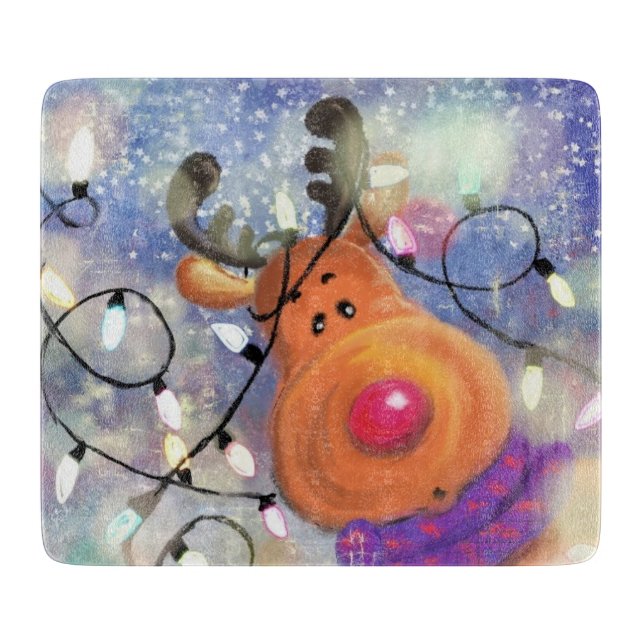 Tabla De Cortar Renos felices - Navidades (Anverso)