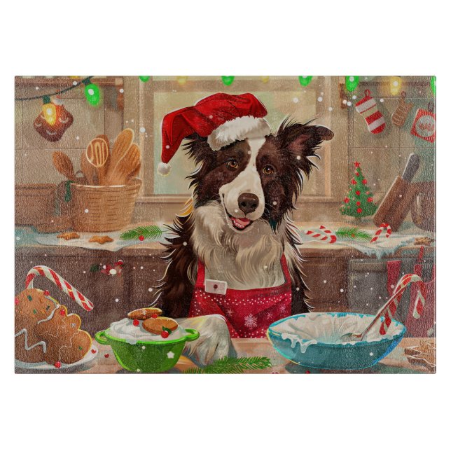 Tabla De Cortar Repostería Navideña con Border Collie: Navidades F (Anverso)