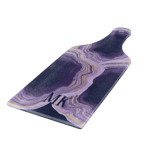 Tabla De Cortar Resumen Agitar Púrpura y Dorado Marble Swirl