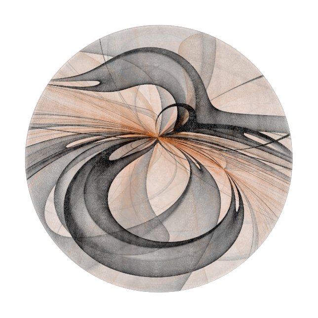 Tabla De Cortar Resumen Antracita Grey Siena Arte Fractal Moderno (Anverso)