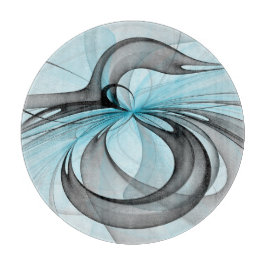 Tabla De Cortar Resumen Antracita Gris Azul azul arte fractal mode