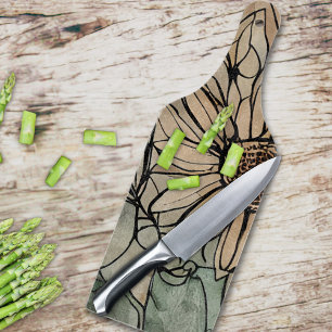 Tabla De Cortar Resumen Boho Floral Sage y Beige