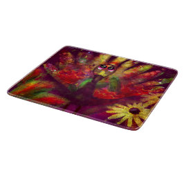 Tabla De Cortar Resumen caprichoso Turquía Floral Amarillo Rojo