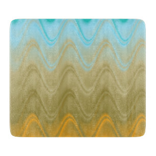 Tabla De Cortar Resumen del Naranja de Wavy Blue Green