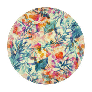Tabla De Cortar Resumen floral: hierbas, patrón de flores.
