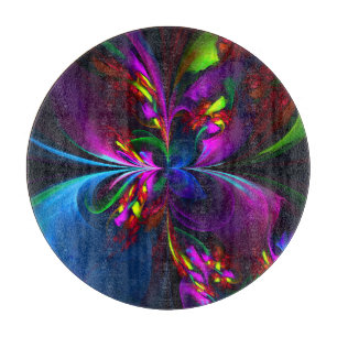 Tabla De Cortar Resumen floral moderno Patrón azul rojo del arte #