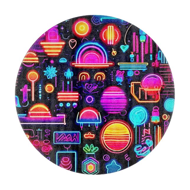 Tabla De Cortar Resumen geométrico neón (Anverso)