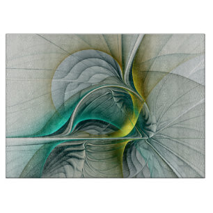 Tabla De Cortar Resumen hipnótico Fractal Verde azulado Turquesa d