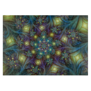 Tabla De Cortar Resumen ilustrado brillante arte fractal púrpura V