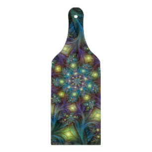 Tabla De Cortar Resumen ilustrado brillante arte fractal púrpura V