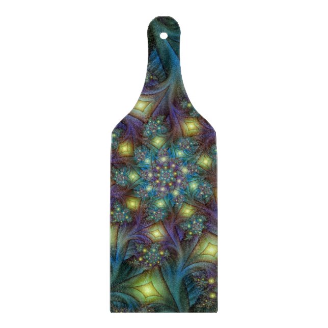 Tabla De Cortar Resumen ilustrado brillante arte fractal púrpura V (Anverso)