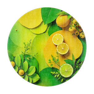 Tabla De Cortar Resumen Lemon Lime Nature Art