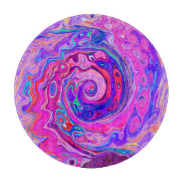 Tabla De Cortar Resumen retro púrpura y Naranja Groovy Swirl