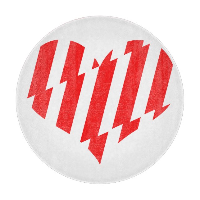 Tabla De Cortar Resumen rojo y franjas blancas Corazón de San Vale (Anverso)